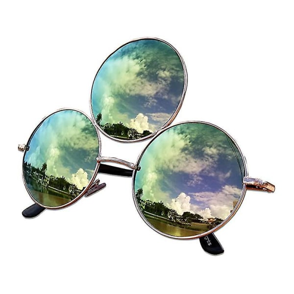 Third Eye Runde solbriller Kvinder/mænd Reflekterende spejlede sorte feriesolbriller Tre linser Eyewear Nuancer Uv400-xmd（grønne）