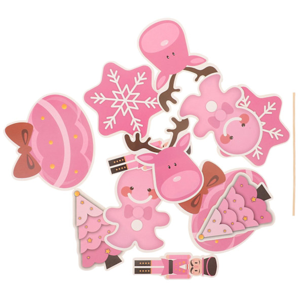 12 stk. julekagepynt, cupcake-dekorationer, papir kageindsatser, søde kagepynt, kagedekorationer (8,30X8,30X0,10CM, pink)