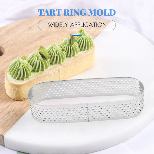 8 stk. ovale franske dessert mousse frugttærte ring quiche kageform (sølv)