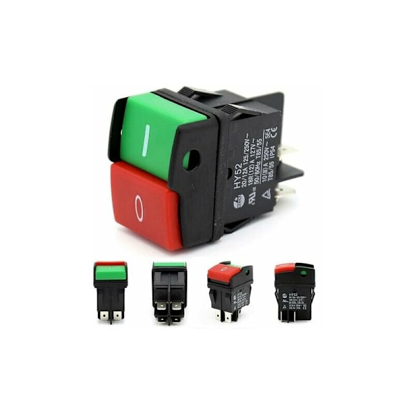 I/O På/Av Tryckknappsbrytare AC 125/250V 20/12A Start Stoppbrytare Maskinverktygsväxlar (HY52 Knappbrytare)