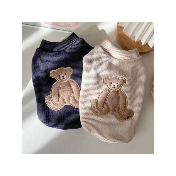 Hund och katt höst och vinter varm kappa söt husdjurskläder nallebjörn kläder fleece tröja 1 st (khaki,) M (byst 40 rygglängd 30cm)