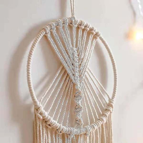 Stor drömfångare Boho Macrame drömfångare gjord av bomull vävd Macrame väggdekoration