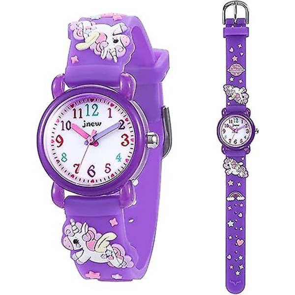 Girls Boys The Purple Unicorn Little Kids Watch, Silicone Children Watch 3d Cute Cartoon Waterproof Teaching Watch Gift For Children Kids Little Girls