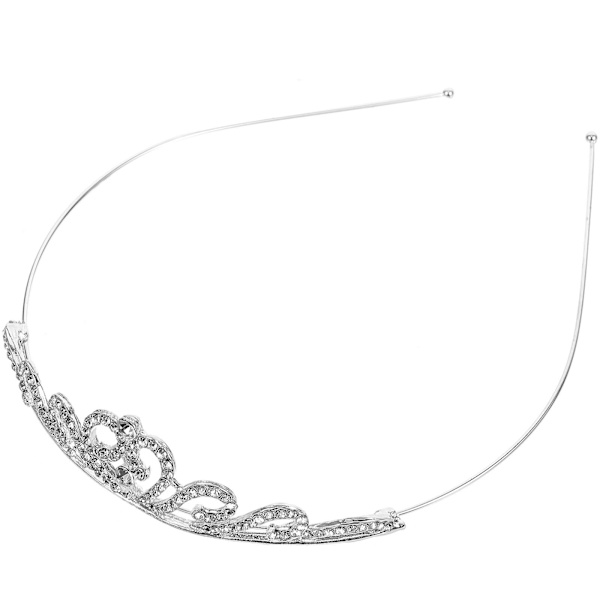 Barrettes dekorerade med strass för barn, hårband, hårklämmor, hårband, kronor (silver) (16,00X13,00X3,20CM, silver)