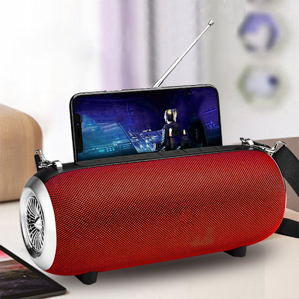 Dubbla högtalare Bluetooth-högtalare, stor volym, bärbar utomhusremtyg, kraftfullt ljud och radio allt-i-ett-maskin（röd）