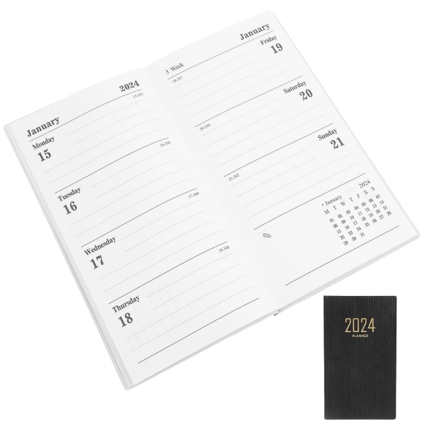 Engelsk timeplanblokk notatbok Engelsk notatbok jenter timeplanblokk (17,3X9,6CM, svart)