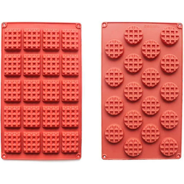 18-håls 20-håls silikon mini rektangel och rund våffelform, våffelkakform, chokladform, godisform, silikonbakform 2 st/set - -