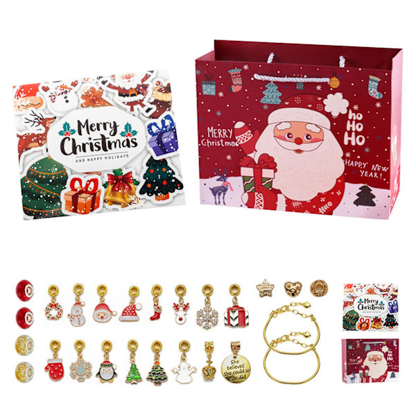 Julkalender DIY armband pärla klocka smyckesset blindbox barn present (flerfärgad)
