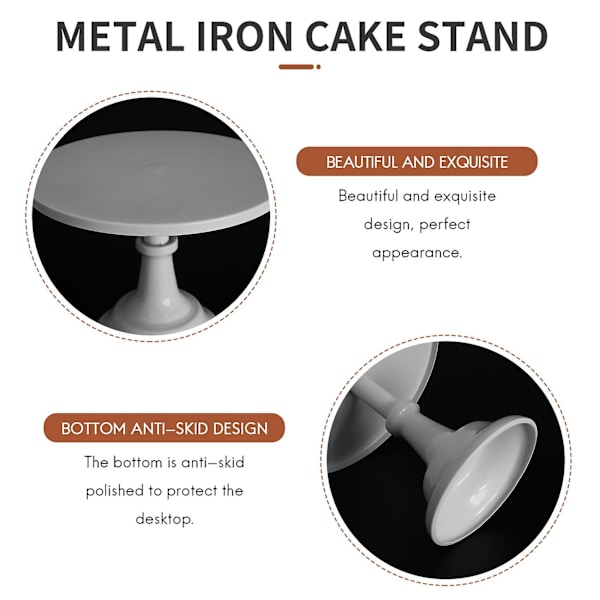 Metalljärn kakställ runt piedestal dessert hållare cupcake display rack bakverk vit födelsedag vi