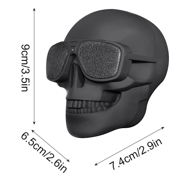 Bärbar Skelett Skalle Bluetooth Trådlös Högtalare Halloween Radio Högtalare Present（A，Svart）