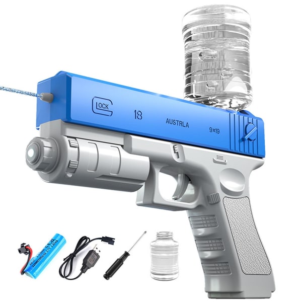 2023 Ny elektrisk vannpistol, automatiske sprutpistoler med én knapp for strandfestspill i svømmebasseng (blå)
