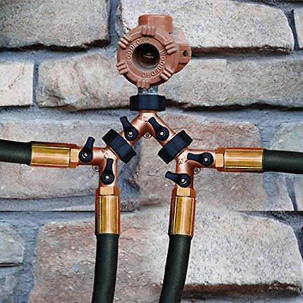 Trädgårdsslang Y-koppling Splitter Vatten 2 Vägs Kranadapter Massiv Mässing Bricka Ny