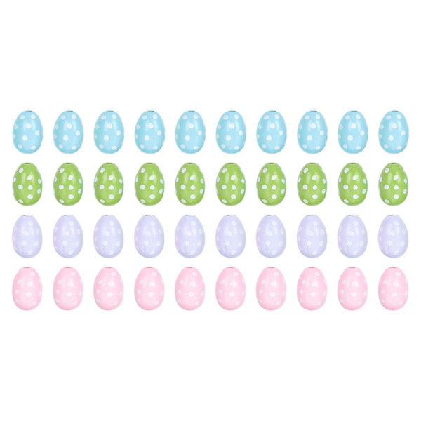 40 Påskeæg Form Træperler DIY Håndværk Fremstilling Perler DIY Perlebroderi (3X2 cm, Farve)