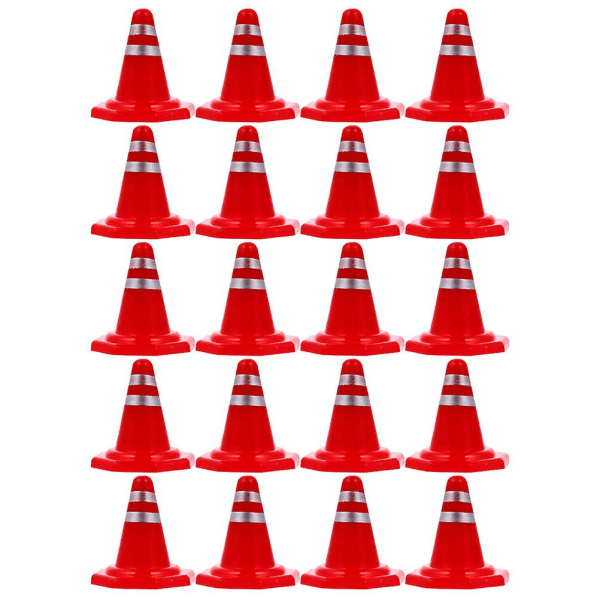 50 stycken trafikspärrsimulering av sandbordsrekvisita DIY vägkonteskyltar (2,9X2,7CM, röd)