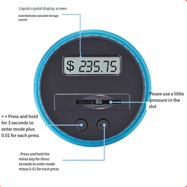 Elektroninen laskenta kolikkopankki ämpäri kirkas kolikonsäästö säästöpossu laskurilaatikko punta (kuten kuvassa)