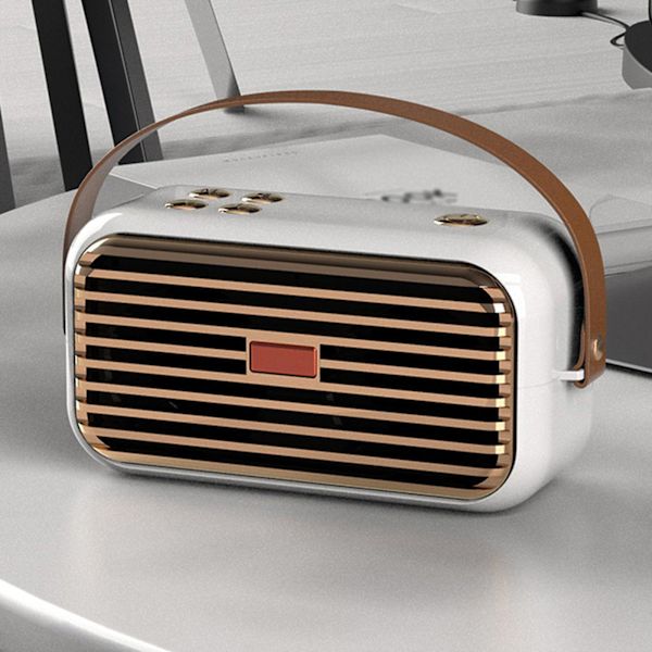 Bluetooth-högtalare utomhus bärbar Bluetooth Stereo Radio trådlös retro handhållen support（Vit）