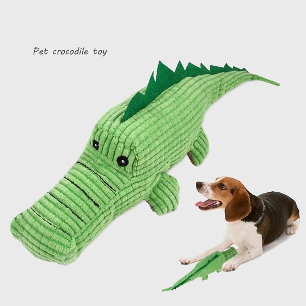 Koiran lelut Squeak interaktiivinen pehmoalligaattori, jonka pinta on epätasainen, kirkkaan vihreä