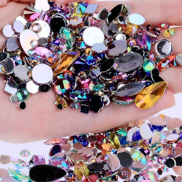 Ros Röd AB Diy Icke-hotfix Flatback Akryl Nagelstenar Rhinestones Pärlor För 3d Nagelkonst