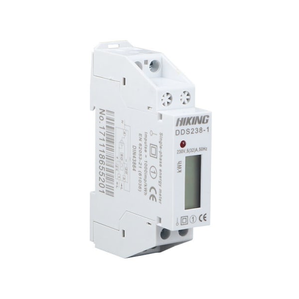 DDS238-1 enfas elmätare, MID-certifiering, maximalt 32A modulär, enkel tariff, LCD-display.