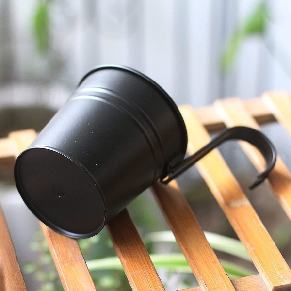 Sæt med 4 sorte jern hængende pottepotter med aftagelig krog til udendørs indendørs eller udendørs