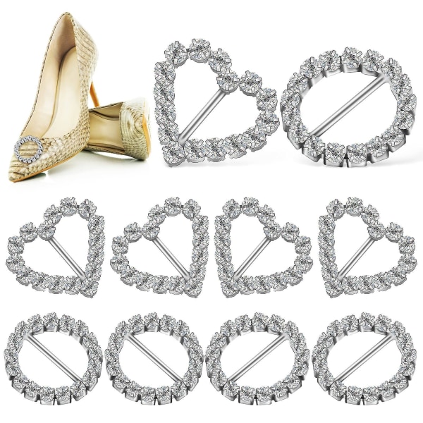 10-piece set of rhinestone slide buckle with vertical strips for decorating clothes, shoes and ribbons (as shown in the picture)