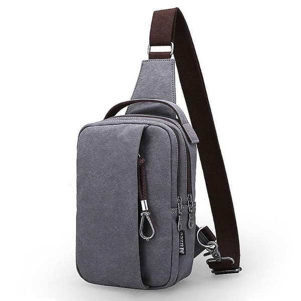 Herrmode casual canvas bröstväska för resor (grå)