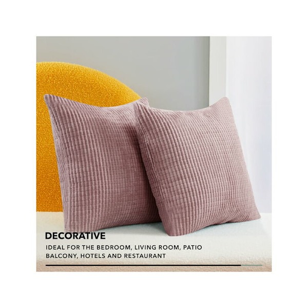 Randig fluffig örngott med majsmönster, manchesterkuddfodral för soffa, 20\" x 20\", korallrosa, 2-pack