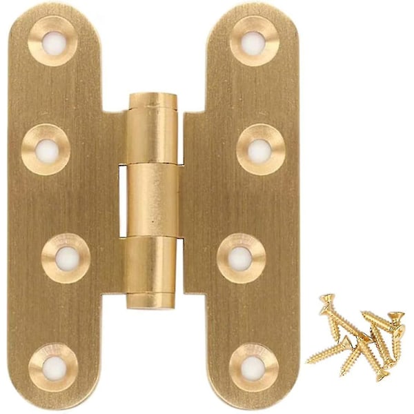 Set med 2 polerade mässingsdörrgångjärn för vardagsrumsdörrar, ekdörrar (längd 70 mm)
