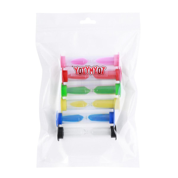 Toymytoy 6-delers 6-farger 30 sekunder/1 minutt/2 minutter/3 minutter/5 minutter/10 minutter fargerik timeglass sandklokke (som vist på bildet)