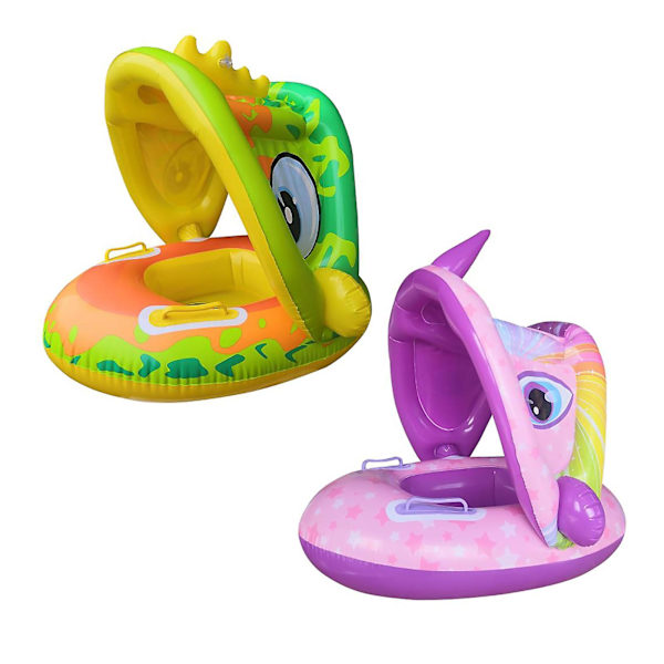 Ny baby float med baldakin - 6-24 måneder, baby svømme float med splash & play aktivitetscenter sikkerhedssæde（Grøn）