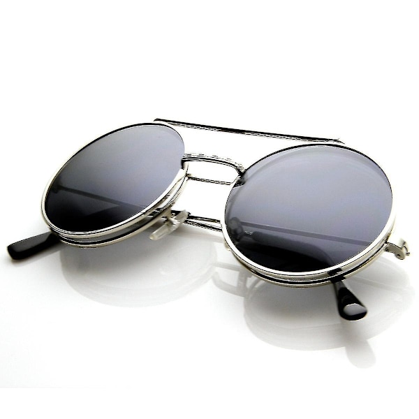 Ny 2023-begrenset utgave farge flip-up linse runde sirkel Django solbriller Changzhao（Silver Smoke）