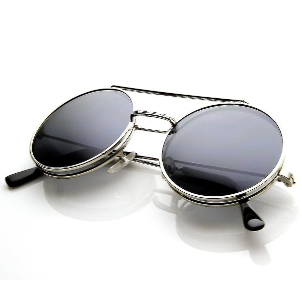 Ny 2023 Limited Edition Farve Flip-up Linse Rund Cirkel Django Solbrillerchangzhao（Sølv Røg）