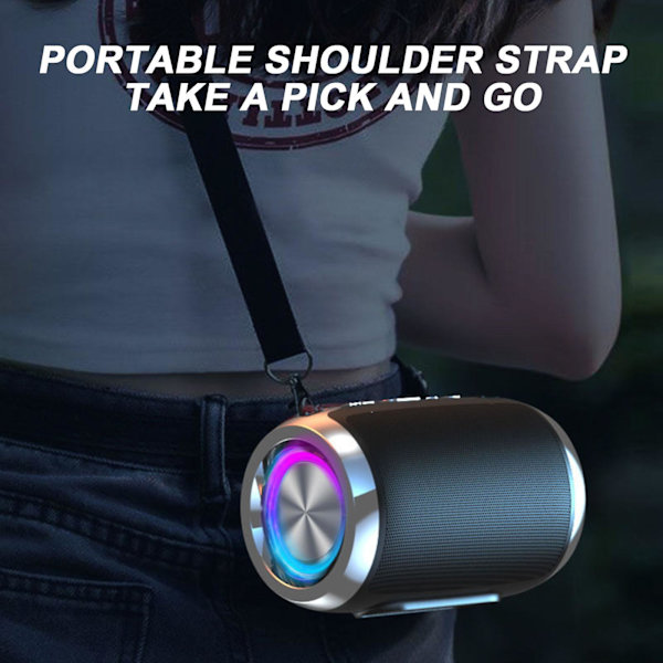 Intelligent Bluetooth-högtalare Bluetooth Liten högtalarehög ljudkvalitet Hög volym Bilmonterad Hushållskortsinsättning Subwoofer FAN0384（Svart）