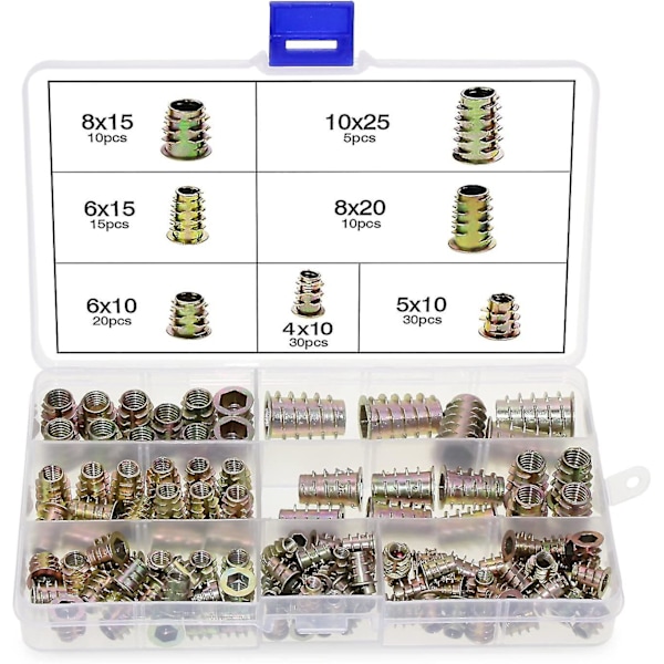 120-pack sexkantsmuttrar i zinklegering M4 M5 M6 M8 M10 med gänginsatser