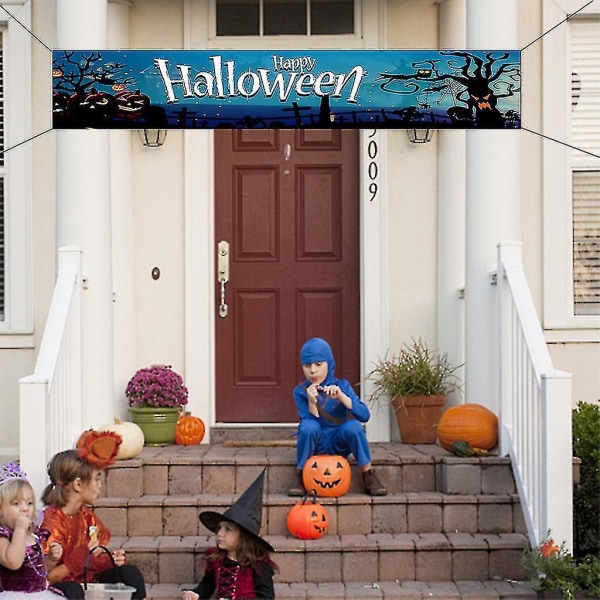 Halloween Banner for inngangsdør, hage, fest, spøkelseshusdekorasjon