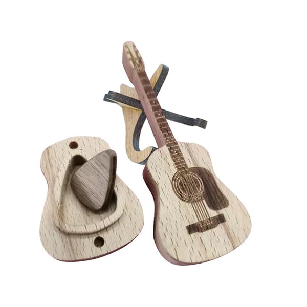 Guitar Pick Box, Træ Samler Graveret Guitar Pick Box
