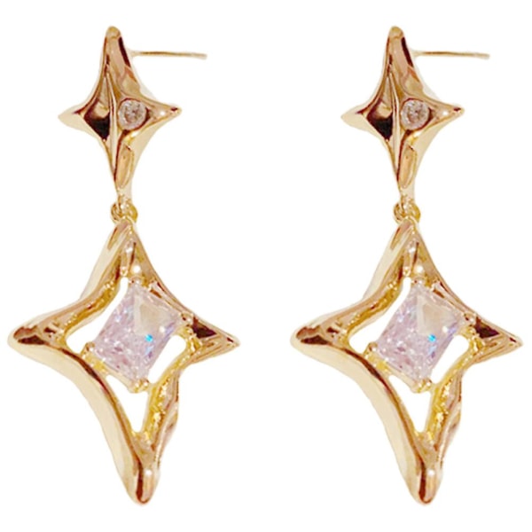 1 par stjerne øreringe dekorative øreringe metal øreringe dame øreringe nitter (3.20X1.50X1.20CM, guld)