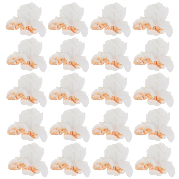 20-delad popcorn-berlock i harts för dekoration av mobiltelefonfodral, smycken och accessoarer (2,5 x 2 cm, vit)