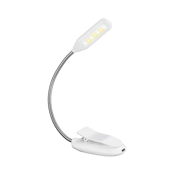 Klipslampe til læsebog LED Mini Nodelys USB Genopladelig Bærbar Klips Bordlampe E（Hvid）