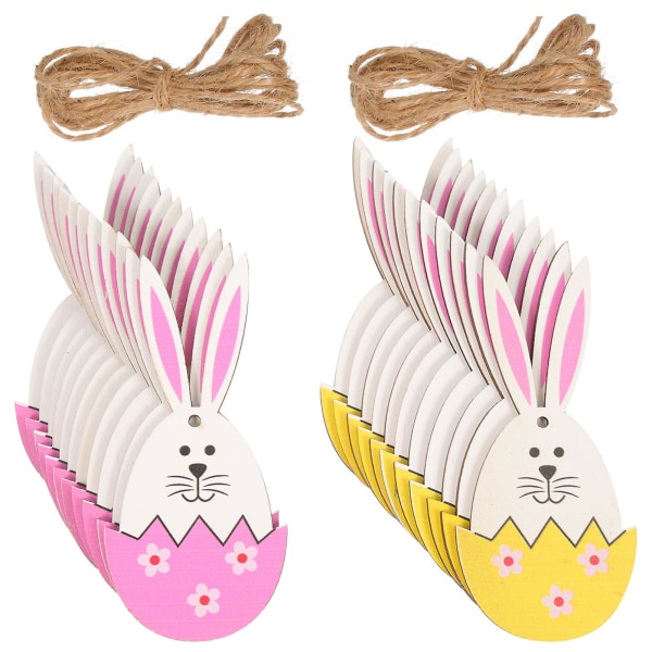 20-Pack påske-tre hengende dekorasjon kanin egg anheng Ornamenter Party Favors (9.2X4.2X0.3CM, assorterte farger 2)