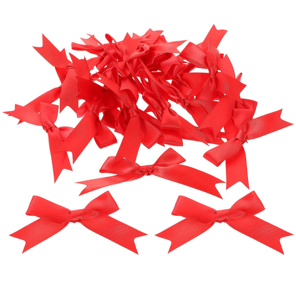 30-delt lille rød sløjfe DIY bryllupsfest dekorationssløjfe udsøgt gaveemballage sløjfe (9,5X5,2 cm, rød)
