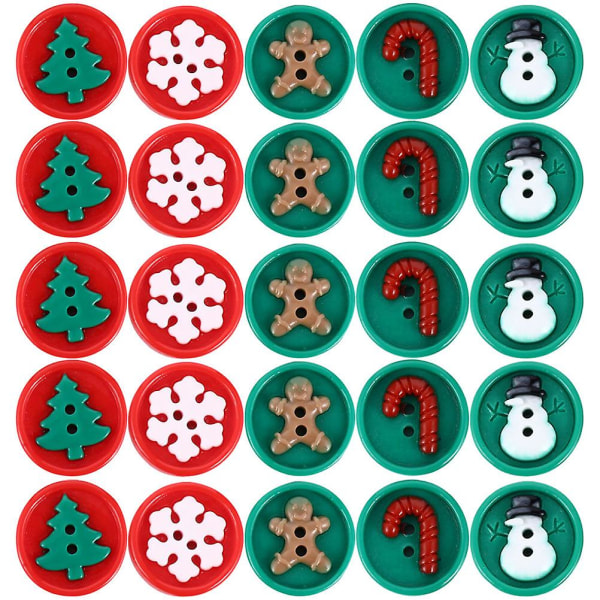 30 kpl hartsia sarjakuva joulunapit kaksireikäiset hartsi DIY käsintehdyt napit ompelunapit (2.00X2.00X0.50CM, kuten kuvassa)