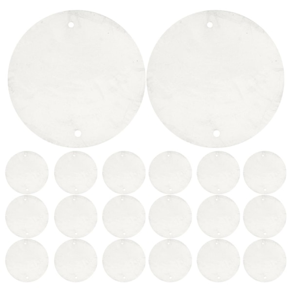 100 STK Round Shell Fragments Dream Catcher Making Pendant polert runde skivetilbehør (5X5cm, hvit)