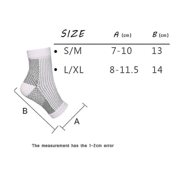 5 par neuropati kompressionsstrumpor Ankel Arch Support Protect Socks_k05（S M，White）