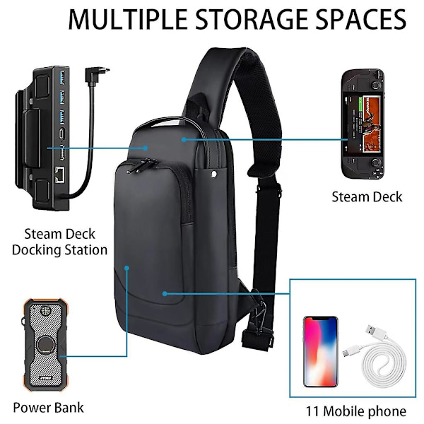 Messenger bröstryggsäck Anti-Scratch Vattentät värd Steam Deck Mjukt fodral