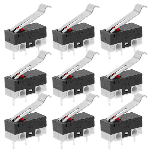 10 stk. AC 125V 2A Spdt 1no 1nc øjeblikkelig lang hængsel mikrokontakt (1,30X0,60X0,40CM, som vist på billedet)