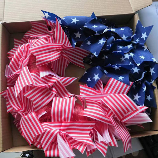 2023 Uusi 30cm heinäkuun 4. päivän seppele isänmaallinen Americana-seppele käsintehty muistopäivän seppele etuoven seinän kodin sisustus（45cm）