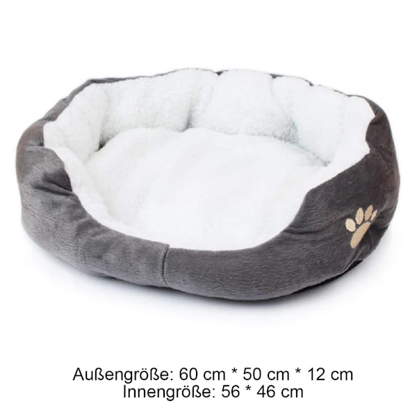 Mjuk Hundbädd Kudde för Katt, Varm Sovplats för Hund, Kattfilt, Hundmadrass, Hundsoffa, KattSoffa (Grå) 60*50cm