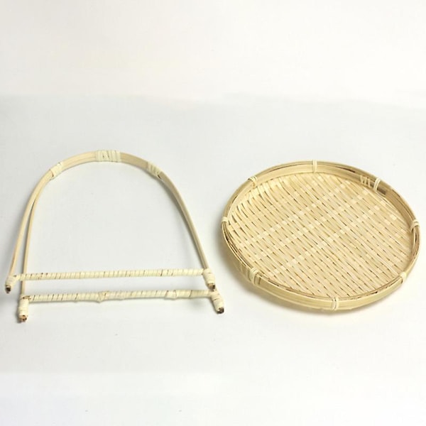 Bambusvävning Halm Korgar Tier Rack Wicker Frukt Bröd Mat Förvaring Kök Dekorera Rund Platta