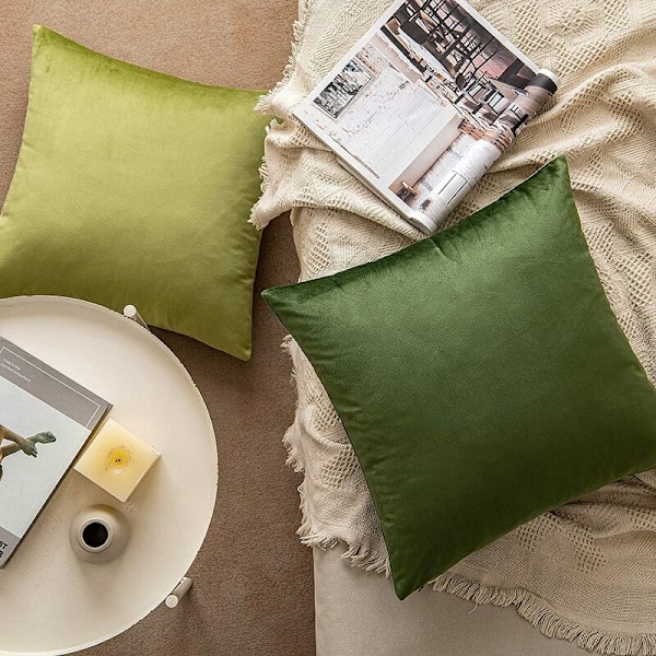 Kuddfodral Soffa Kuddfodral Vardagsrum Kuddfodral Modern Hem Elegant Mjuk Hållbar Sammet Osynlig Dragkedja 2st 50x50cm Grön